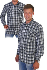 Изображение товара «Посл размер Мужская рубашка из шотландки «46005 (голубой)» арт 71221» из магазина «Ивановский-Текстиль.РФ»